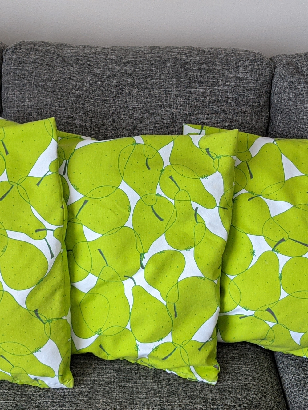 Bright Lime Green Fruit Print Throw Pillow Covers (Set of 3) Smoke Free Pet Free